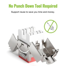 LEENUE CAT6A Toolless Keystone Jack Shielded PoE, 180 Degree RJ45 Keystone 10 Gbps for Ethernet Socket and Patch Panel, 6 Pack, Red