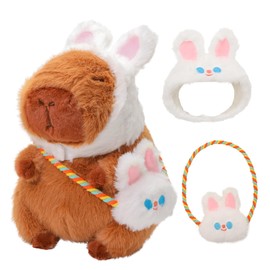 Sweesies Easter Bunny Capybara Plush Toy with Squeaky Bunny Bag, Capybara Stuffed Animal,Capybara Plush Toy, Capybara Birthday Decorations,Cute Capybara Plush Toy for Girls and Boys