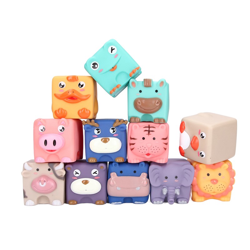 Baby Blocks Soft Silicone Baby Building Blocks Squeeze Toys for