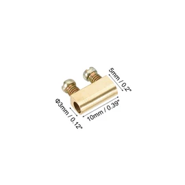 PATIKIL Steel Wire Rope Cable Clamp, 20 Pack M3 Double Hole Wire Rope Clips 3.0mm Line Hole with End Screw Stopper, Brass Tone