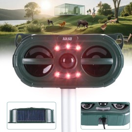 KKSQ Solar Ultrasonic Animal Repeller Sensor Deer Raccoon Squirrel Garden Repellent