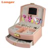 LG7241 Large Travel Jewelry Storage Box 2-Layer PU Leather Button