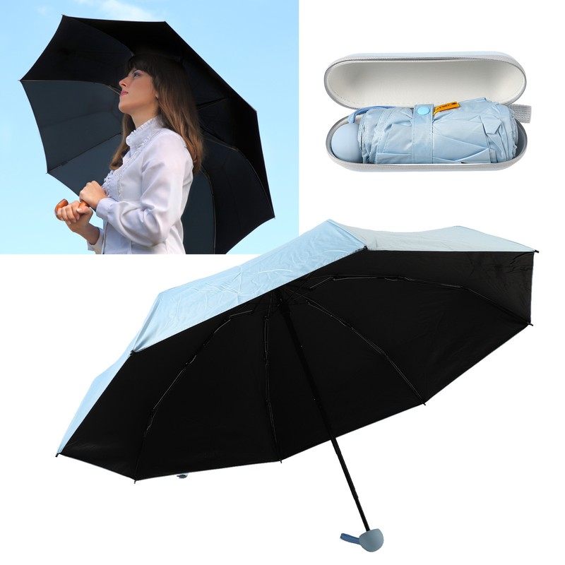 Sun Umbrella Mini Compact Sky Blue Foldable Umbrella for Sunny