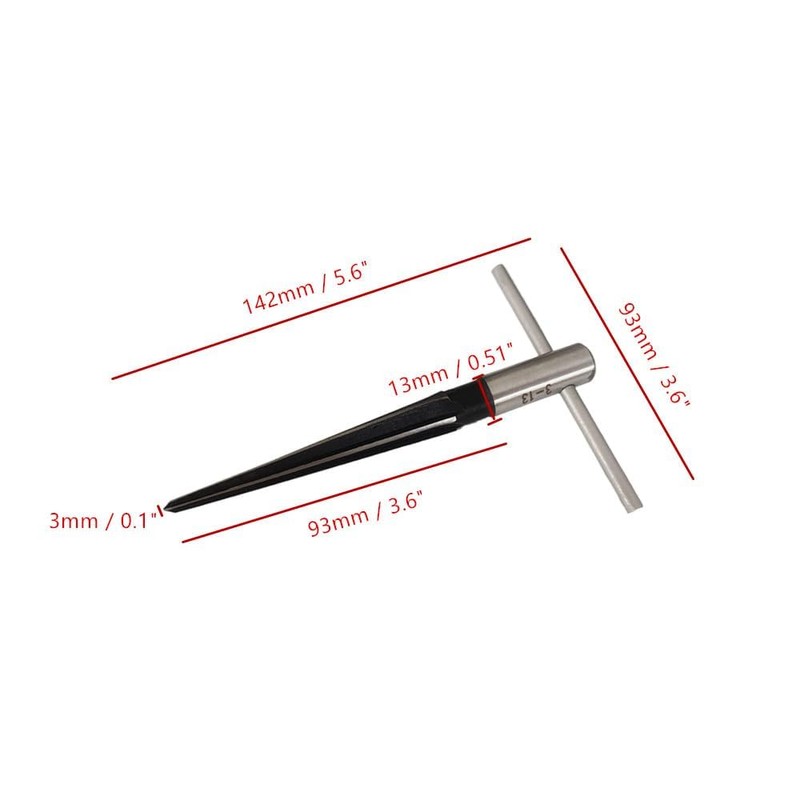 T Handle Tapered Reamer Set, 1/8"-1/2" & 3/16"-5/8" Straight Flute
