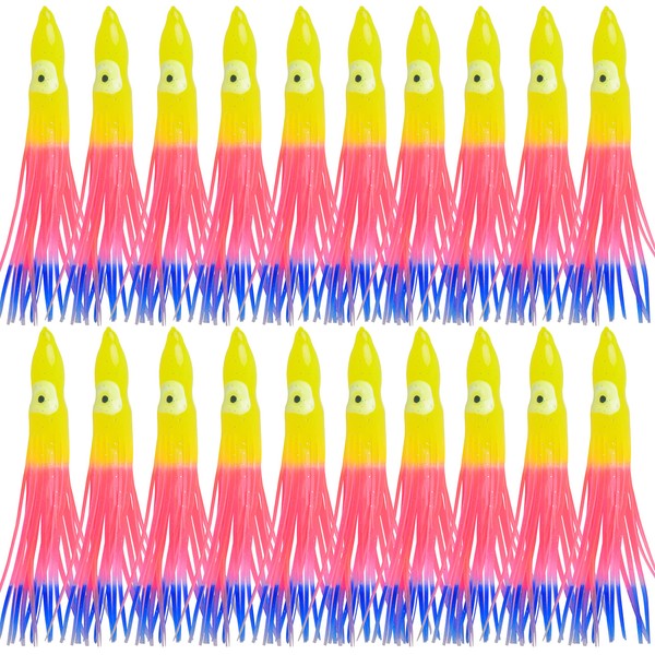 FUSIGO Fishing Squid Skirts Octopus Lures, 50pcs Glow Soft Plastic