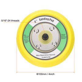 Sourcingmap 4 Inch Hook and Loop Backing Sanding Pads with 5/16"-24 Thread for Diamond Sanding Finishing Polishing Buffing Pads, Yellow + Black 1pcs