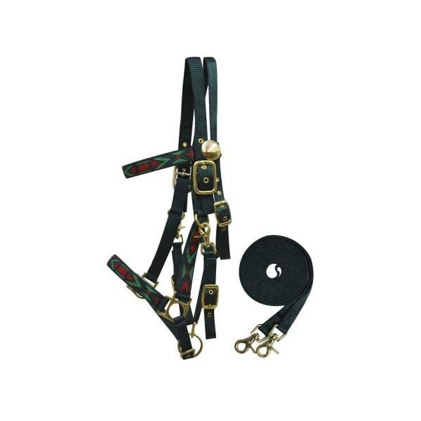 Showman Nylon Halter Bridle Combination w/Woven Aztec Motif & Reins
