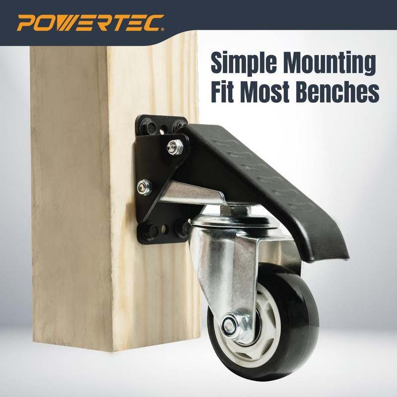 POWERTEC Workbench Caster Kit Set of 4 with Side Mounting