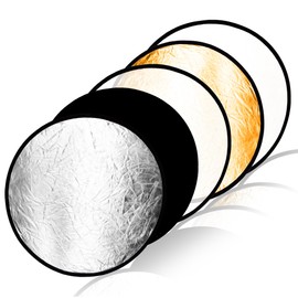 BEIGYFRYFIRE 31.5'' 80cm Photography Reflector Portable Shooting Reflected Light 5-in-1 Folding with Bag Photography Accessory for Studio or Outdoor, Translucent, Silver, Gold, White and Black