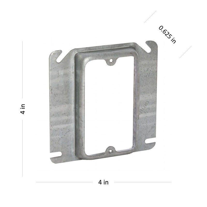 RACO 768 4-in. Square Mud-Ring Cover for 1 Device, 5/8-in.