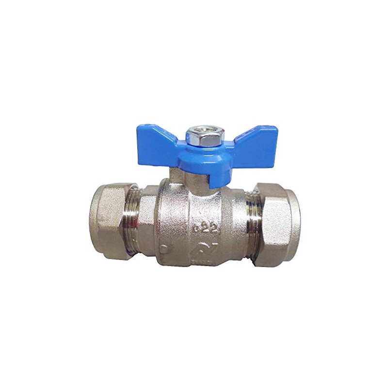 Altecnic Intaball Ball Valve 22mm with Blue Butterfly Handle
