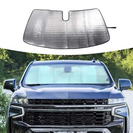 JWWY Windshield Sunshade Window Sun Shade Sun Visor Shade Panel for Chevy Tahoe 2021-2024+,2020-2024+Chevy Suburban Foldable Sun Shield Upgrade Reflective Polyester Cover Block Heat and Block UV Rays
