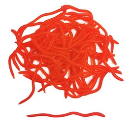 Fishing Soft Lure Earthworm Bait Lifelike Fake Earthworm Grub Worm Soft Fishing Lure Baits,Various 3.3inch, Light red (50pcs/Pack)