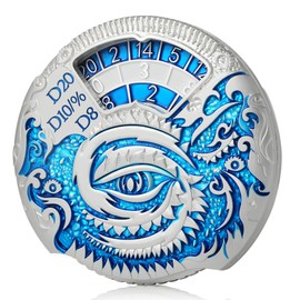 DNDND Dragon Roulette Spinner D&D Dice 7-in-1 Spinner Metal DND Dice Set with Grogeous Gift Box for Dungeons and Dragon and Tabletop Game (Silver with Blue)