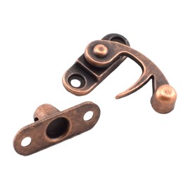 Antique Right Hook Hasp Latch Retro Swing Horn Lock Clasp with Mounting Screws, Zinc Alloy - 4PCS 1.14" x 1.3" Red Bronze Tone