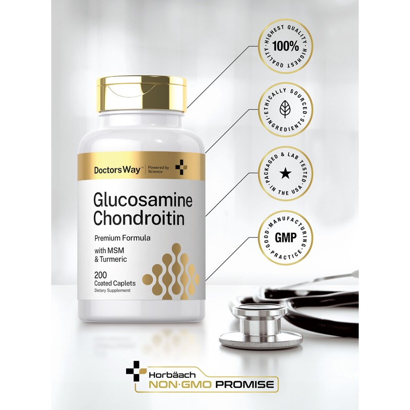 Doctor's Way Glucosamine Chondroitin MSM | 200 Caplets | with