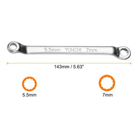 HARFINGTON 2pcs 45 Degree Offset Box End Wrench 5.5mm x 7mm Metric 12 Point Mirror Chrome Plated Alloy Steel Double Box Wrenches Long Industrial Grade Torx Box Wrench Repair Tool