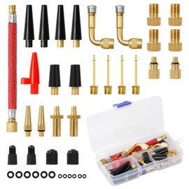 Pack of 40 Dv Sv Av French Valve Adapter Air Pump Adapter Car Valve Adapter Bicycle with Sorting Box Bicycle Tyre Pump Adapter for Bicycle Valves, Air Pump Adapter with Sorting Box