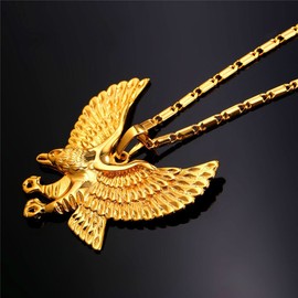 U7 Brave Man Hawk Necklace 18K Gold Plated Eagle Pendant Necklaces