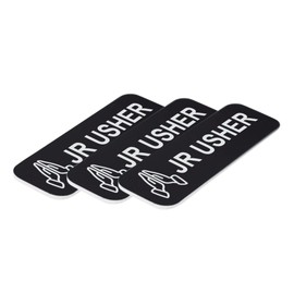 Jr Usher 1 x 3" Name Tag/Badge, Black, Praying Hands (3 Pack)