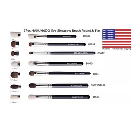 Hakuhodo 7 PCS Hand Crafted Makeup Eye Shadow Brushes- Animal hair bristle