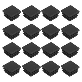 sourcing map 36Pcs Square Plastic Plug Insert, 0.79" x 0.79" Black Plastic Plugs End Cap Tube Cover for 16-18mm Inner Size Metal Pipe Post Furniture Chair Legs