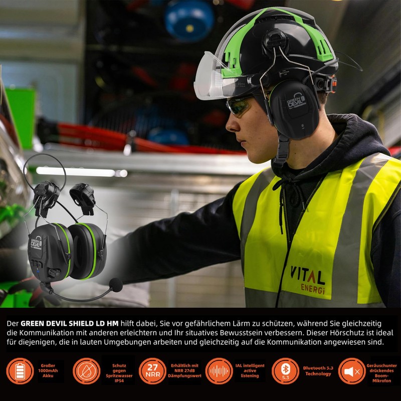 GREEN DEVIL Shield LD Active Hearing Protection - Electronic Hearing