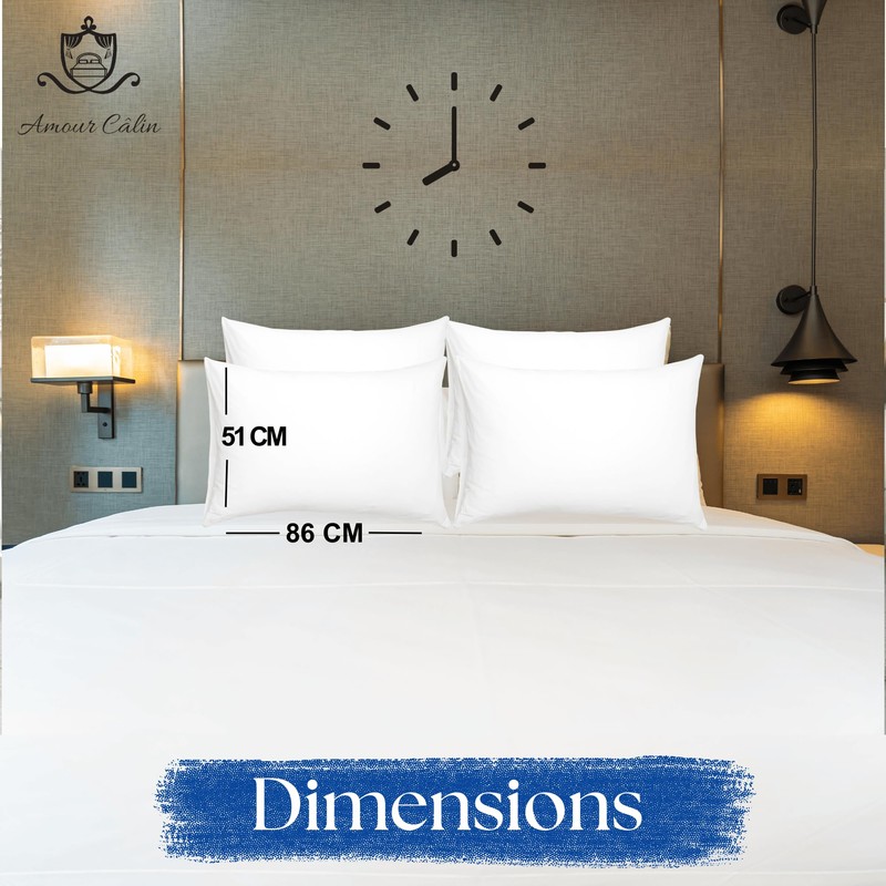 Amour Càlin White Pillow Cases 4 Pack- Cotton Blend White