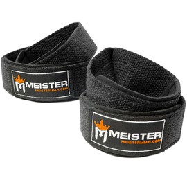 Meister Figure 8's Weight Lifting Straps - Neoprene Padded (Pair) - Black