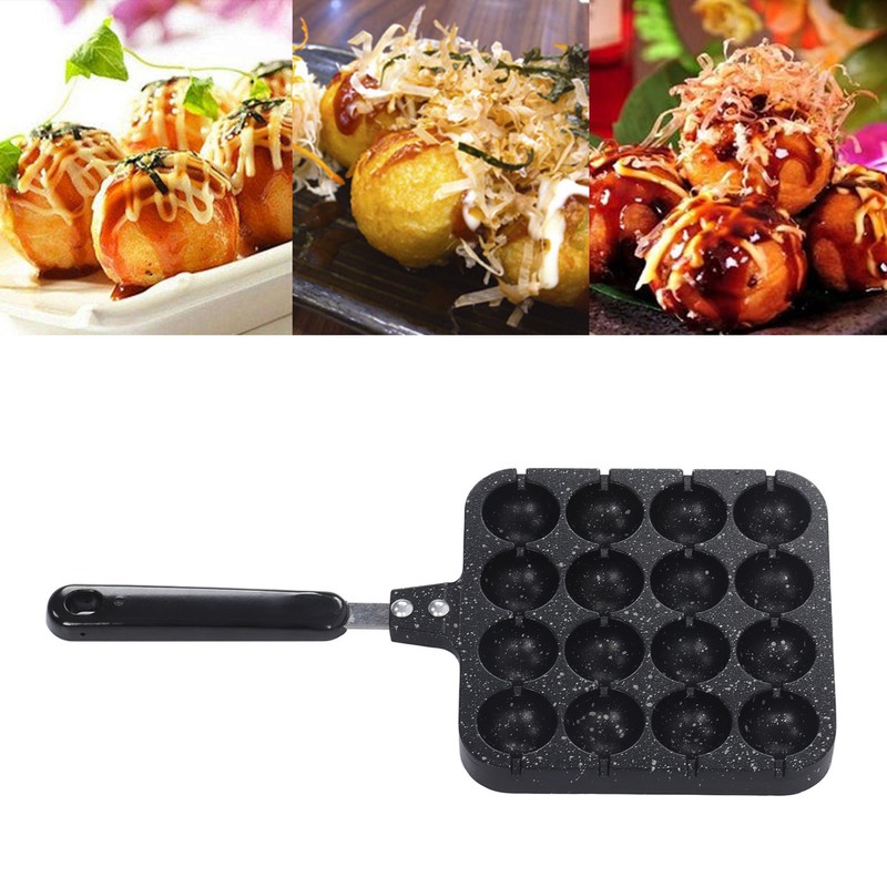 16 Holes Octopus Meatballs Pan Aluminum Alloy Takoyaki Baking Mold