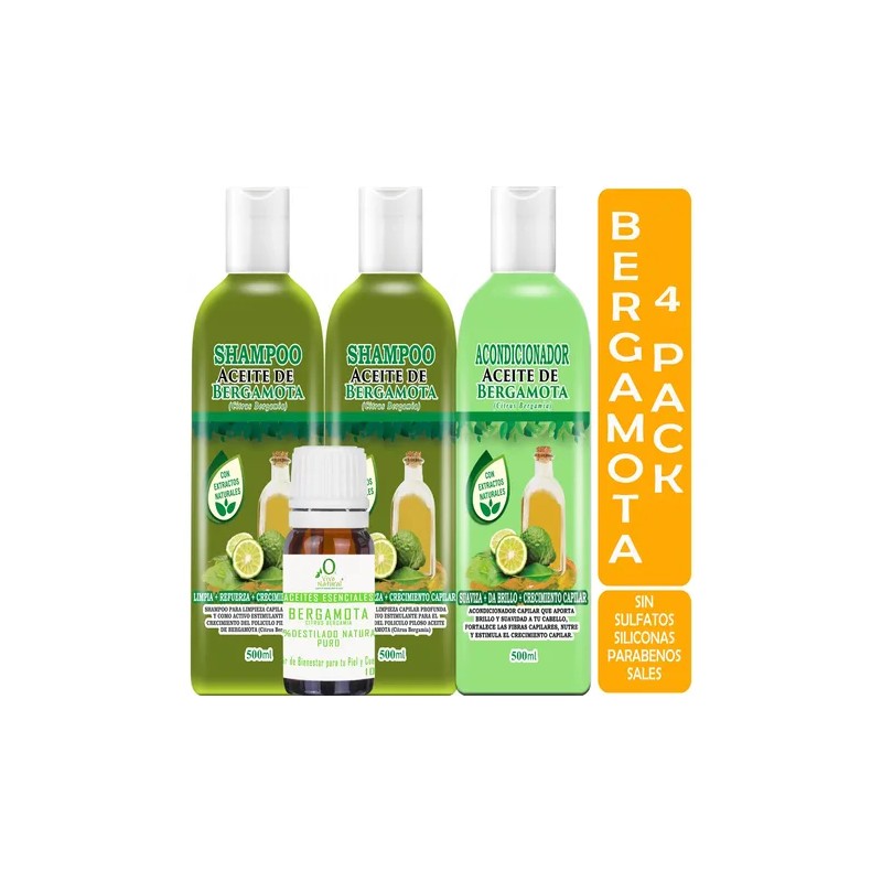 2 Shampoos De Bergamota 1 Acondicionador 1 Aceite Organicos