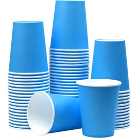 Yuxitia Disposable Paper Cups, 60pcs Blue Paper Cups For DIY Wedding Party Picnic BBQ Travel and Event 8oz (Blue)
