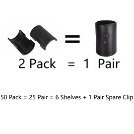 50 Pack Wire Shelf Clips Shelving Sleeves - 25 Pairs Shelf Lock Clips for 1" Post- Shelving Sleeves Replacements for Wire Shelving System