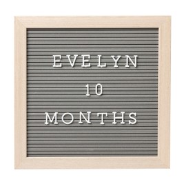 Pearhead Felt Wooden Letterboard Set - Ideal Photo Sharing Prop for Baby Announcements, Milestone Keepsake, Custom Message Board and Shower Gift - Includes 188 Letters, Numbers, and Symbols - Gray