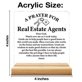 Gifts for Realtor Real Estate Agent, Thank You Gift for Realtor, a Prayer for Real Estate Agents Acrylic Plaque Sign with Wooden Stand Home Office Decor0519
