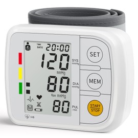 Wrist Blood Pressure Monitors for Home Use Blood Pressure Machine with Bp Cuff 5.47-7.68", Voice Broadcast, 2x120 Memory, Measurable Board Carrying Case and AAA Battery Bp Monitor(White)