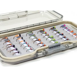 Outdoor Planet 36 Premium Tungsten Bead Perdigon Nymphs Fly Fishing Flies Assortment | Trout and Grayling Fishing Lure | Waterproof Fly Box