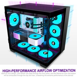 FOIFKIN PC Case - Pre-Installed 6 PWM ARGB Fan, ATX Mid-Tower Gaming PC Case, 270° Panoramic Glass with Type-C, F600 (White, F600)