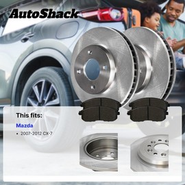 AutoShack Front & Rear Brake Rotors Ceramic Brake Pads Replacement For 2007-2012 Mazda CX-7 2.3L 2.5L AWD FWD 12-PC Brake Kit