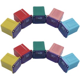 Marvexi 10Pcs 5-Style Low Profile JCASE Fuse, 20/30/40/50/60 Amp Automotive Fuse Kit Low Profile Fuses, Compact Fuses for Trucks/Cars and SUVs(Low)