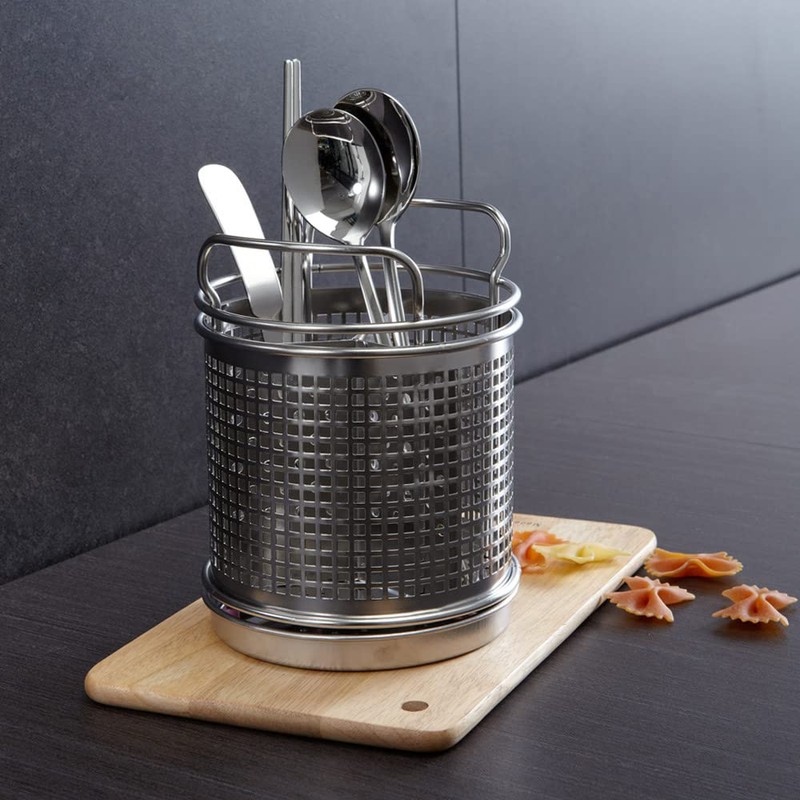LENITH Stainless Steel Kitchen Round Utensil Holder - Weighted Base