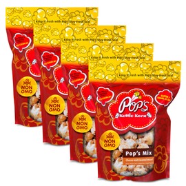 Pop's Kettle Korn- Pop's Mix| 4-Pack Pop's Mix- Gluten-Free, Whole Grain, Hand-Popped, Small