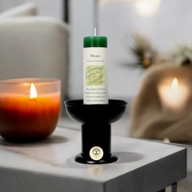 Generic Herbal Candle 1.5"" x 7"" with Black Pillar Holder (Money) Set by Healing Arts World