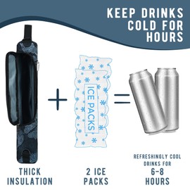 Bolsa enfriadora de golf Plus Ice Pack – Enfriador aislado de lado suave con capacidad para 6 latas o 2 botellas de vino, funda de cerveza de camuflaje gris que se adapta discretamente a bolsas de