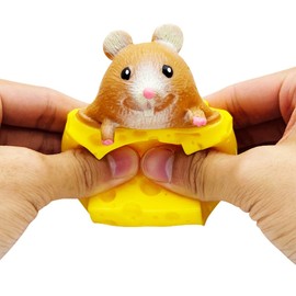3PCS Animal Squishes Toys with Cheese Cup Squishies Cute Mice Squeeze Toys for Kids Cheese Squirrel Cup Fidget Toys for Adults Anxiety ADHD Stress Relief Toy Birthday Party Favors
