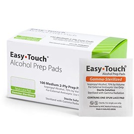 Toallitas de preparación de alcohol esterilizadas por rayos gamma EasyTouch, caja de 100 | Gamma esterilizado, 70% alcohol isopropílico, material Spun