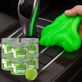 Slime Buddies Car Cleaning Gel Putty Apple Scented Interior Detailing Tool for Cup Holders, Air Vents & Keyboard Reusable Auto Detailing Accessories Dust Remover Goop Gifts for Men Women (6 Pack)