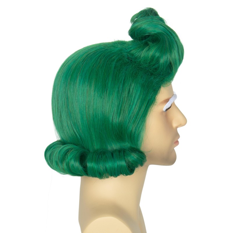 Miss U Hair Men Short Green Funny Wig with White