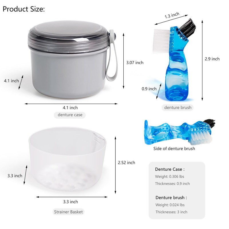 Mckkor Leak Proof Travel Denture Bath Case for Full Dentures,