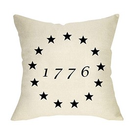 Softxpp America 1776 Home Decorative Throw Pillow Cover, July 4th USA Star Patriotic Sign Cushion Case Decor, Farmhouse Spring Summer Holiday Decoration Seasonal Pillowcase for Sofa Couch 18 x 18 Inch